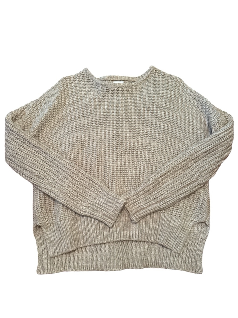 Essentials Beige Crewneck Chunky Knit Sweater